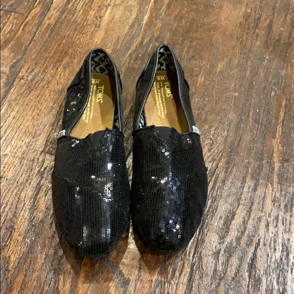 TOMS Black Sequin Flats